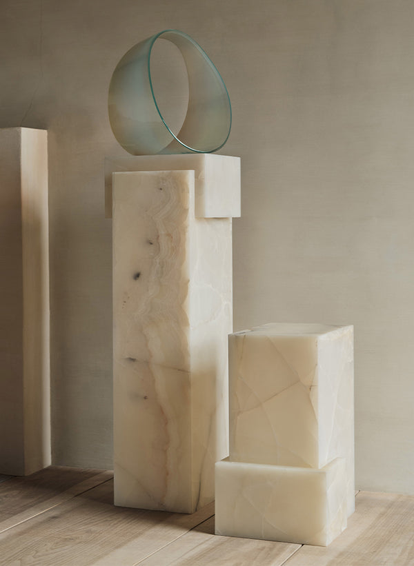Plinth Tables in White Onyx
