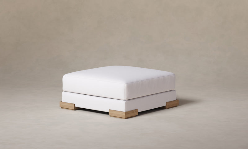 The Blair Ottoman - Heritage Belgian Linen Egret