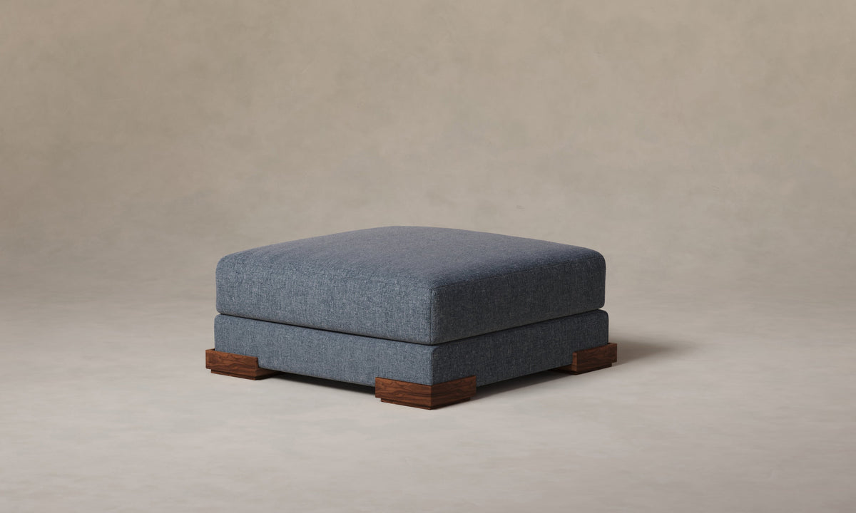 The Blair Ottoman - Heritage Belgian Linen Lake