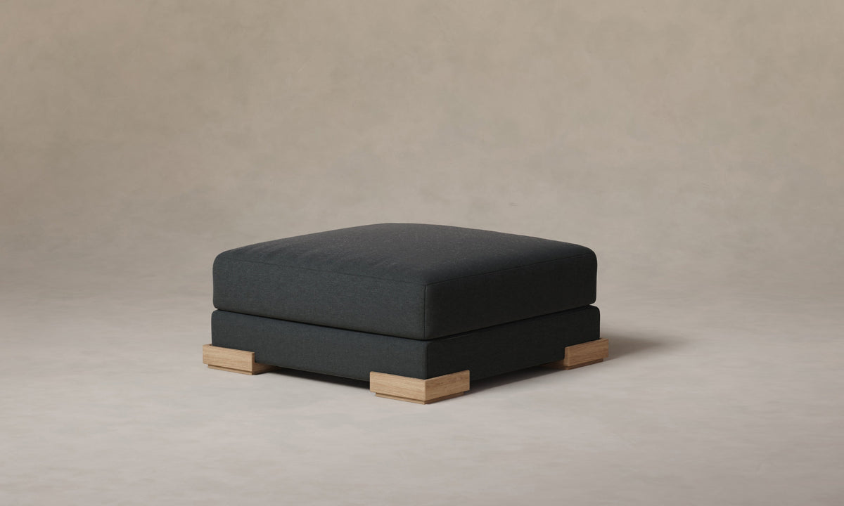 The Blair Ottoman - Marled Alpaca Velvet Basalt