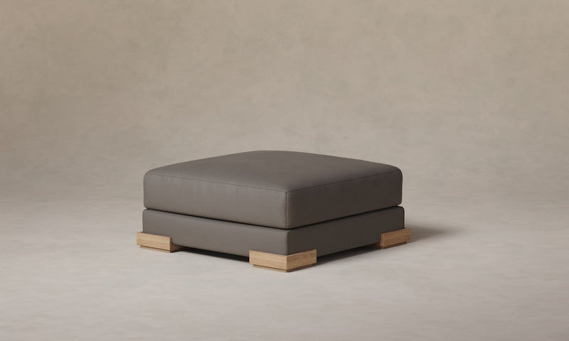 The Blair Ottoman - Pebbled Leather Ash