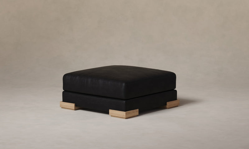 The Blair Ottoman - Pebbled Leather Ink