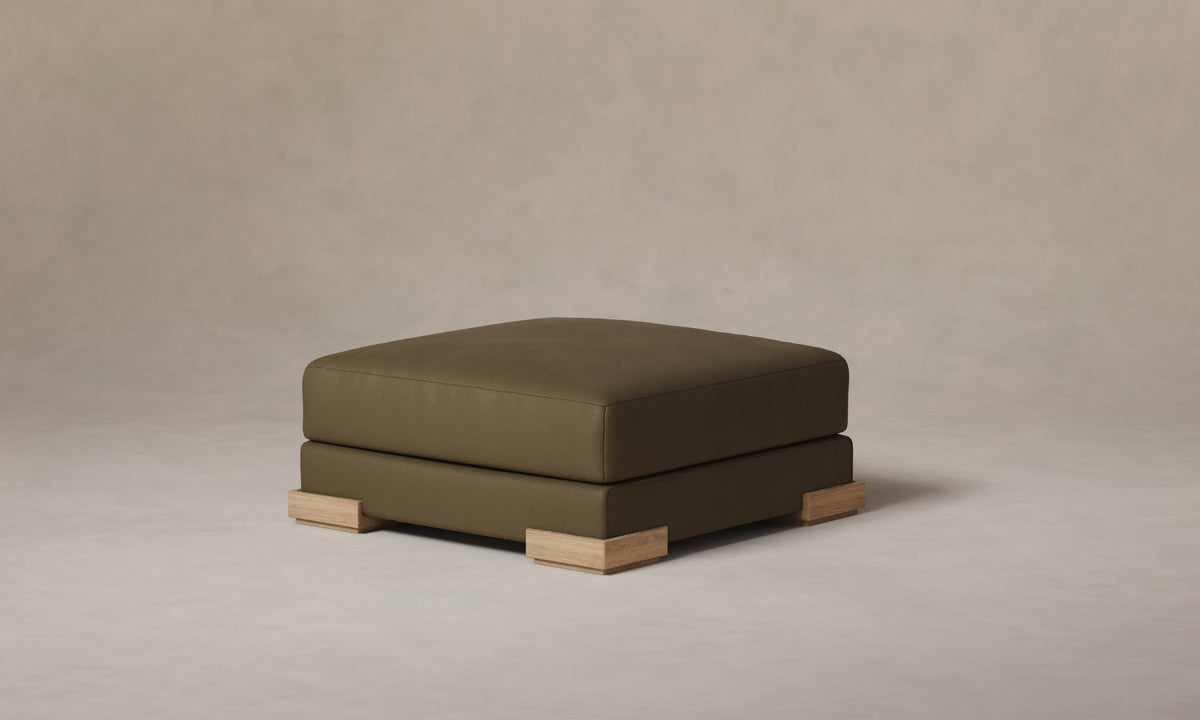 The Blair Ottoman - Pebbled Leather Truffle
