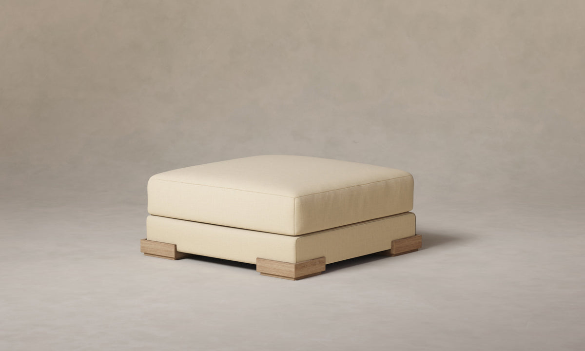 The Blair Ottoman - Performance Linen Weave Flour