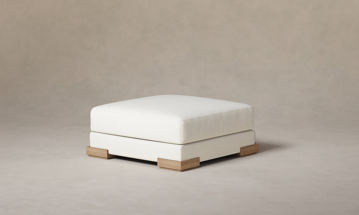 The Blair Ottoman - Performance Linen Weave Pure White