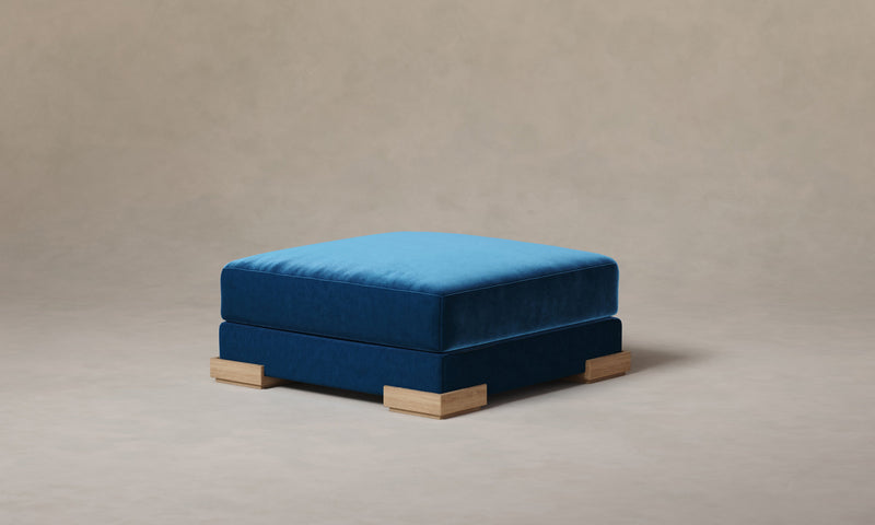 The Blair Ottoman - Performance Velvet Sapphire