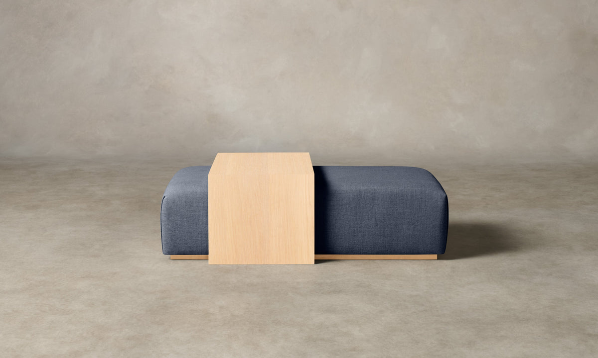 The Bowery Ottoman - Heritage Belgian Linen Lake