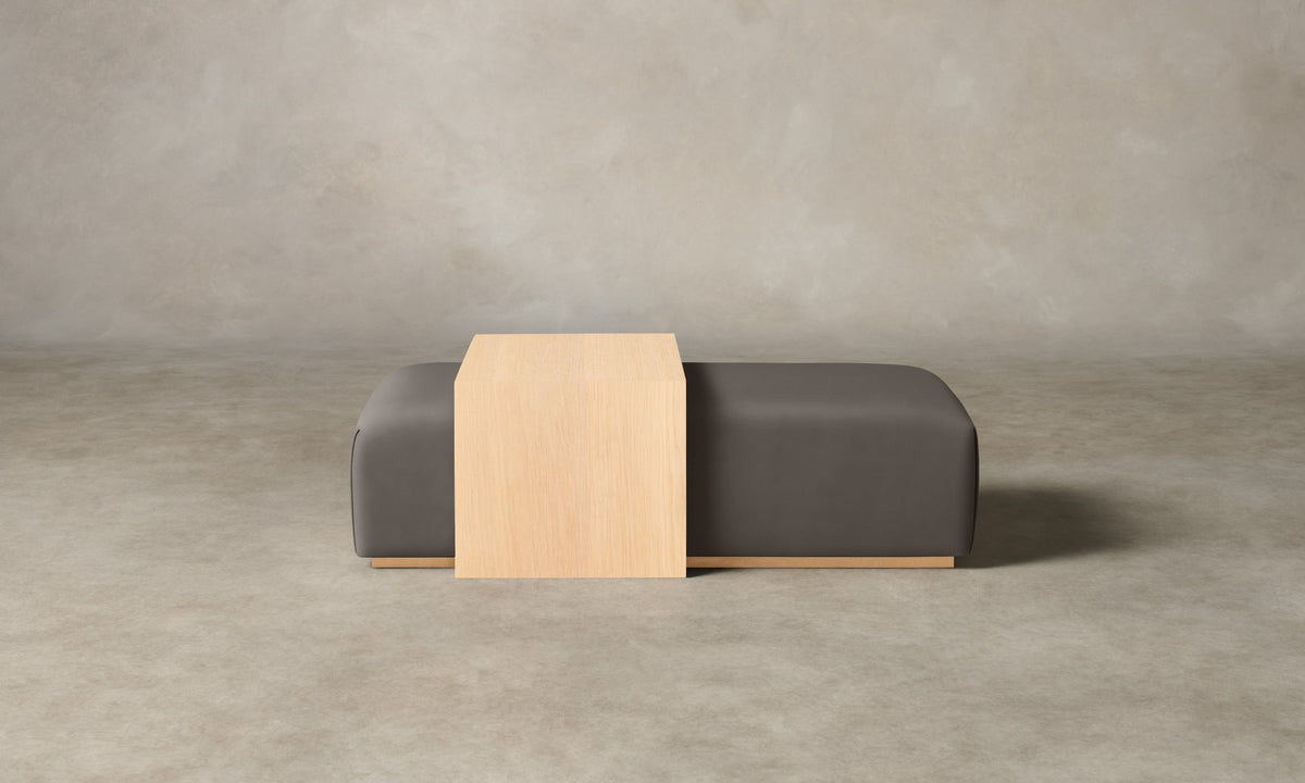 The Bowery Ottoman - Pebbled Leather Ash