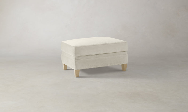 The Carmine Ottoman - Marled Alpaca Velvet Porcelain