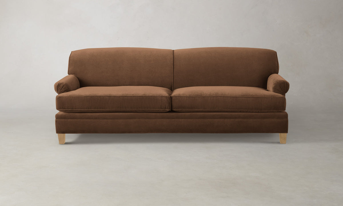 The Carmine Sofa - Marled Alpaca Velvet Whiskey