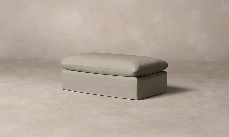 The Dune Ottoman - Performance Linen Weave Beige