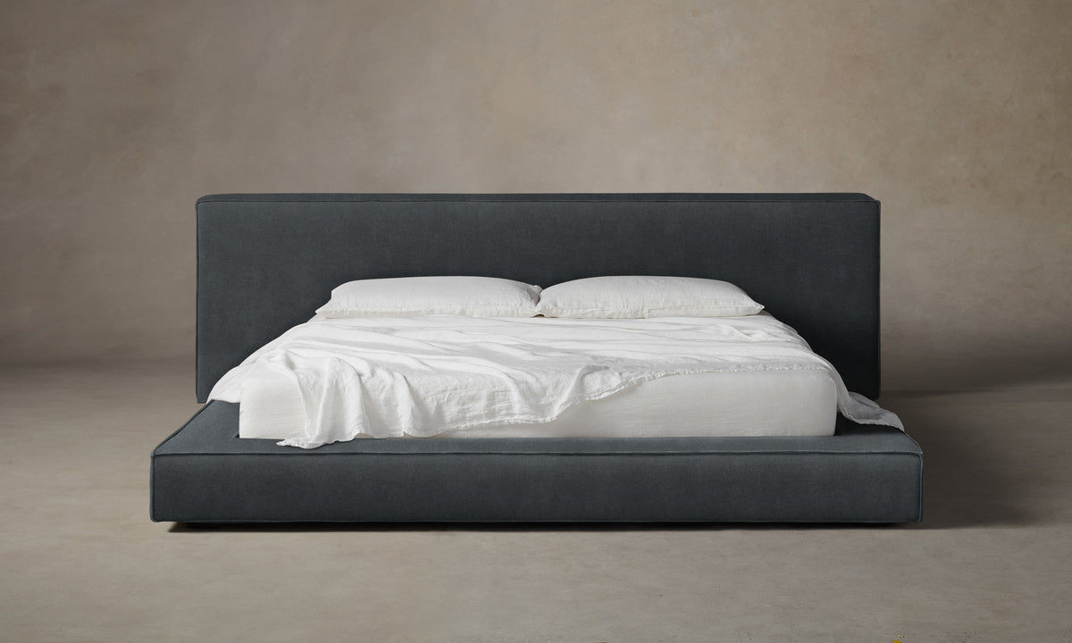 The Eldridge Bed - Marled Alpaca Velvet Basalt