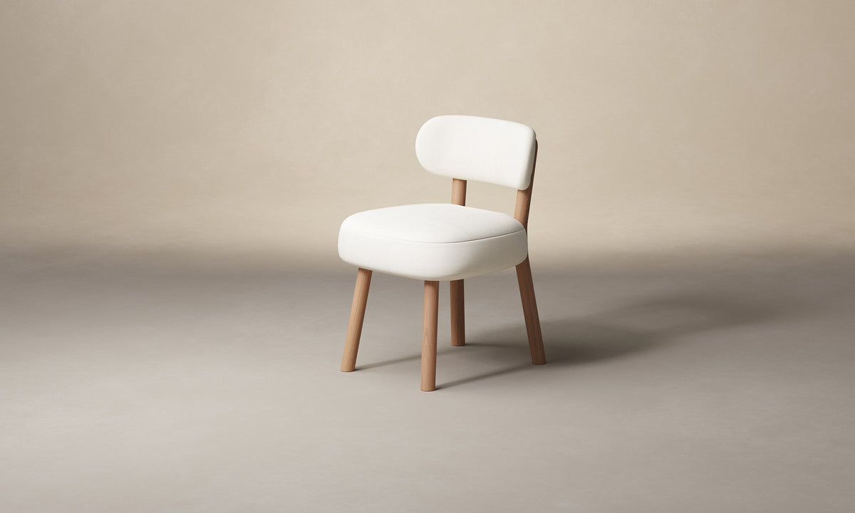 The Jane Dining Chair - Marled Alpaca Velvet Porcelain