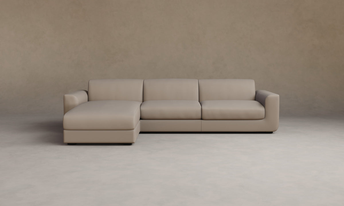 The Marcello Sectional - Pebbled Leather Stone