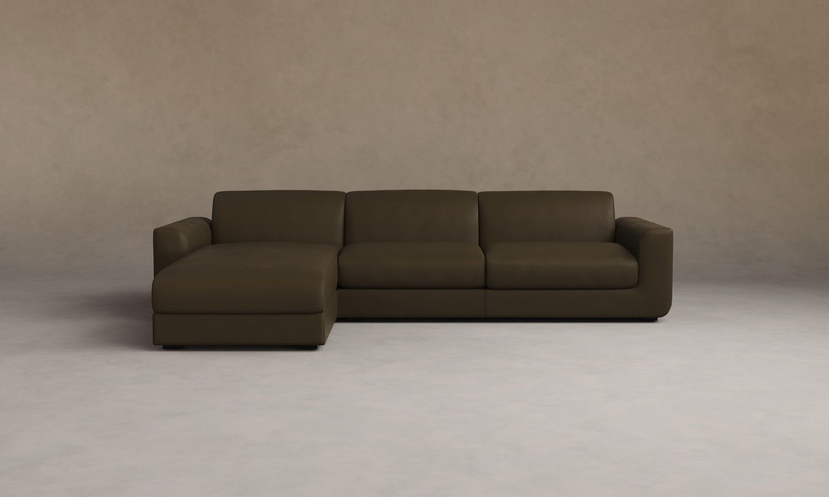 The Marcello Sectional - Pebbled Leather Truffle