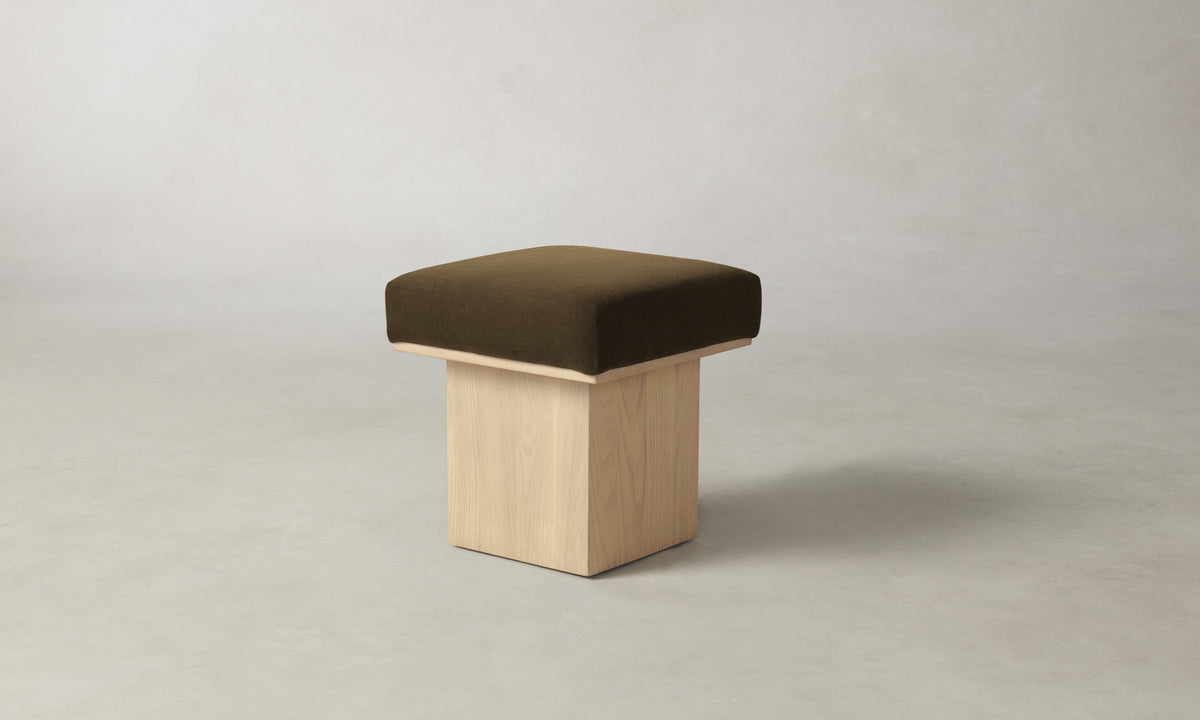 The Mulberry Ottoman - Marled Alpaca Velvet Marsh