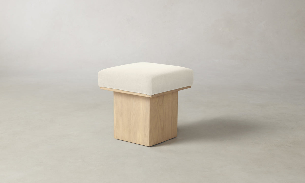 The Mulberry Ottoman - Marled Alpaca Velvet Porcelain