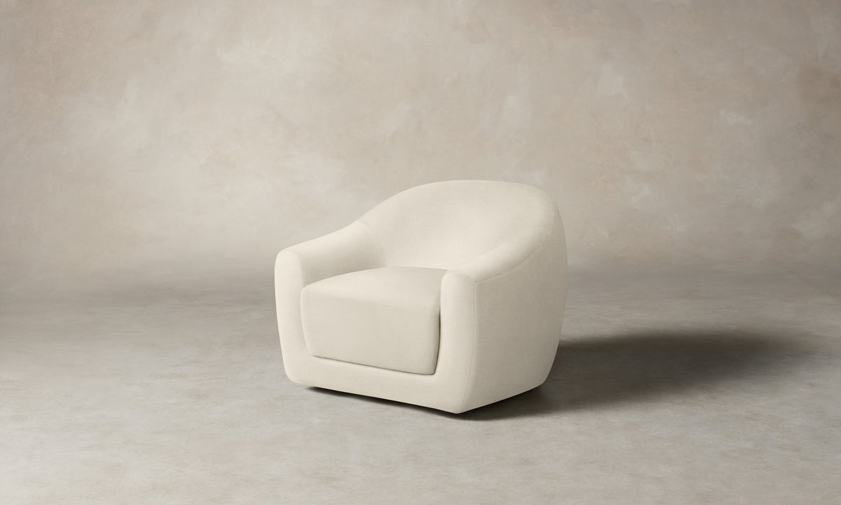 The Oliver Swivel Chair - Marled Alpaca Velvet Porcelain