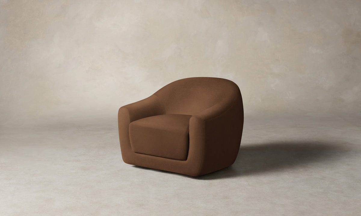 The Oliver Swivel Chair - Marled Alpaca Velvet Whiskey