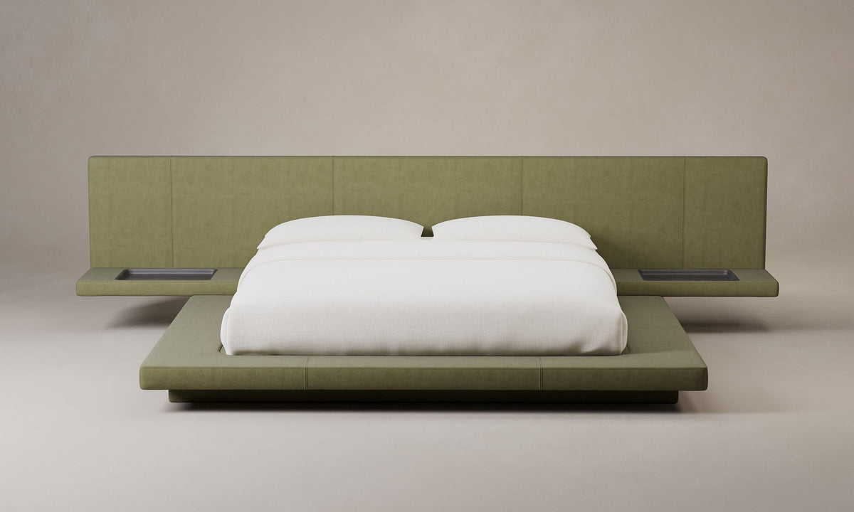 The Petra Bed - Nubuck Leather Artichoke