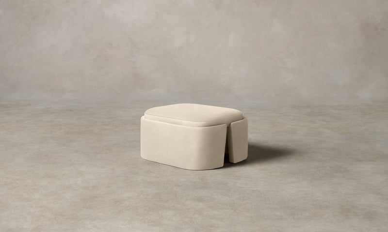 The Separa Ottoman - Costa Leather Sesame