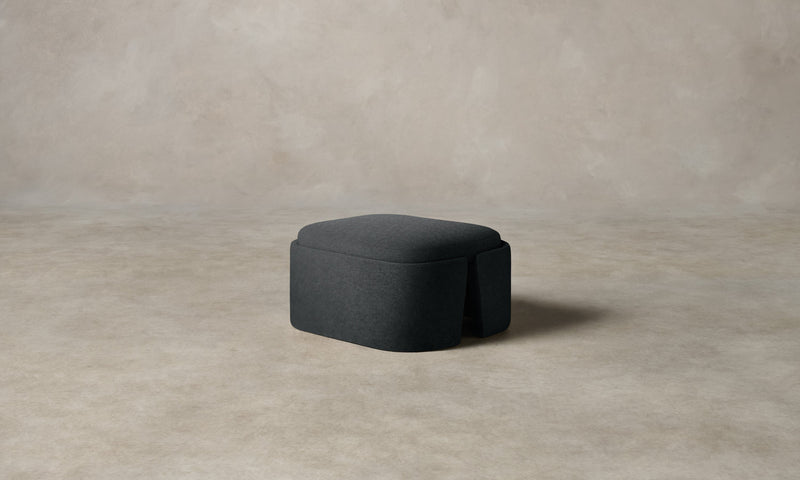 The Separa Ottoman - Marled Alpaca Velvet Basalt