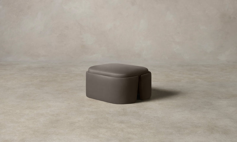 The Separa Ottoman - Pebbled Leather Ash