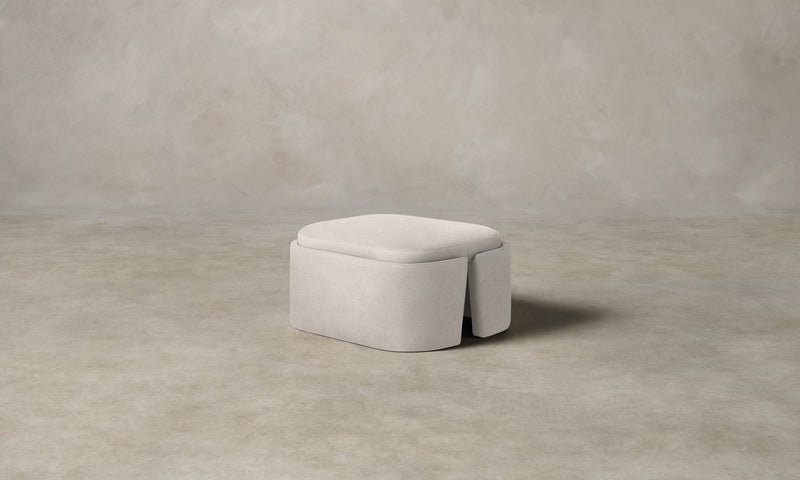 The Separa Ottoman - Performance Linen Weave Pure White
