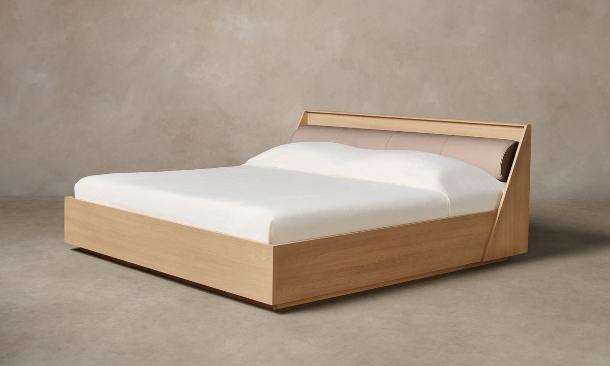 The Verne Bed - Pebbled Leather Stone