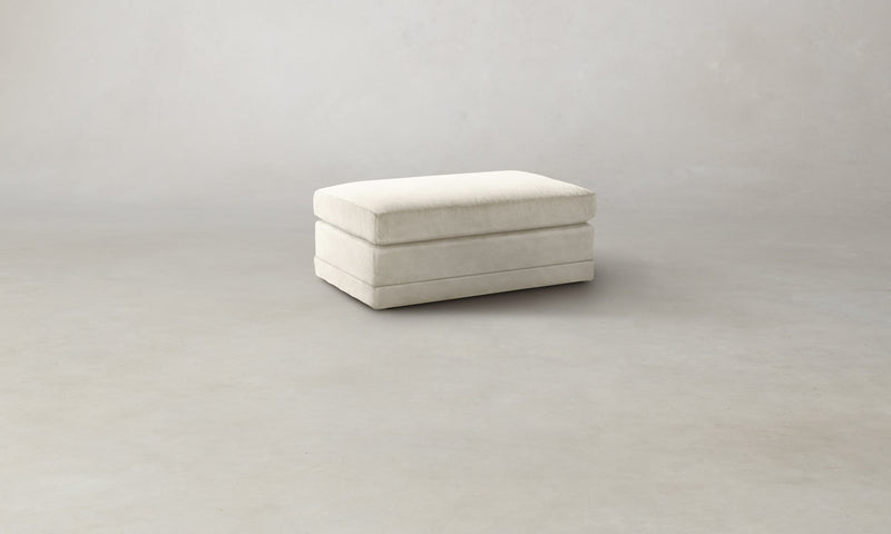 The Warren Ottoman - Marled Alpaca Velvet Porcelain