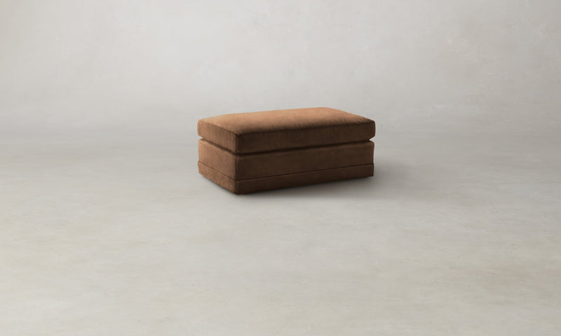 The Warren Ottoman - Marled Alpaca Velvet Whiskey