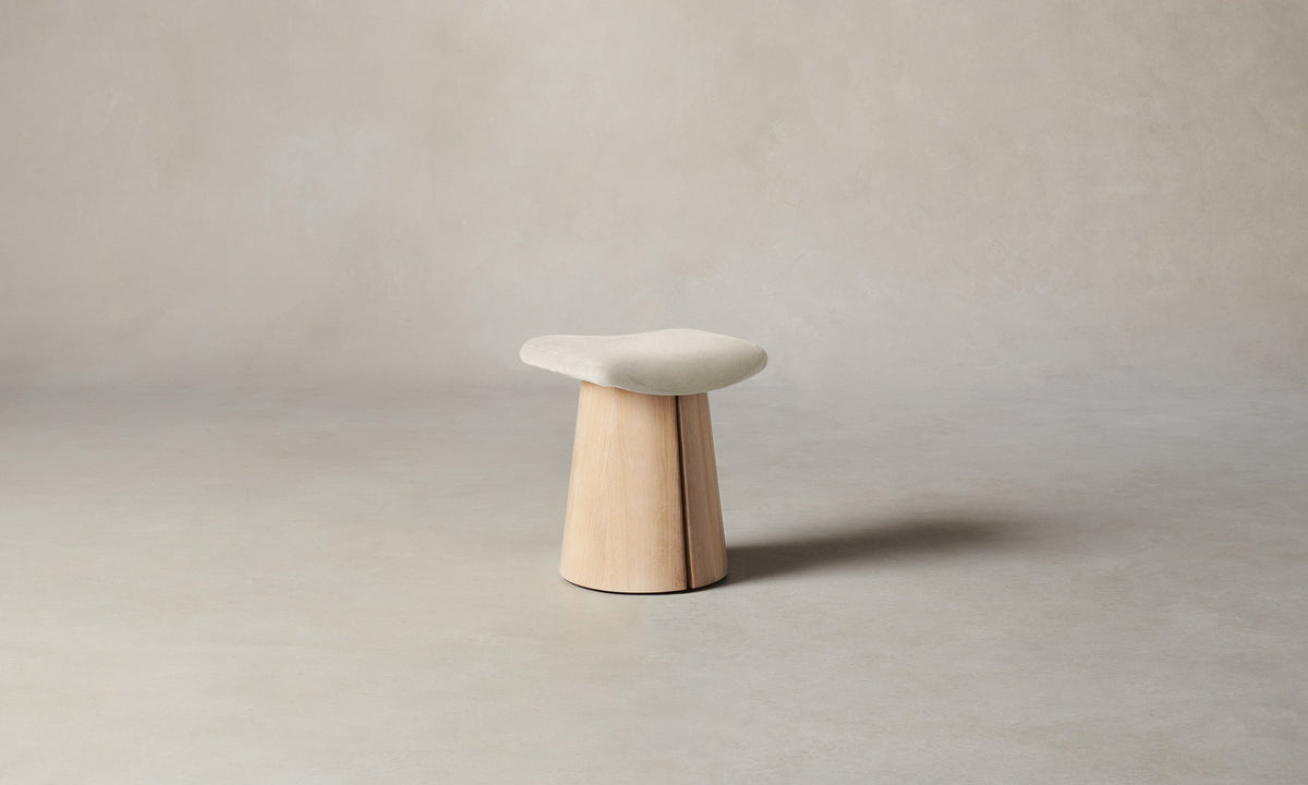The Weston Stool - Marled Alpaca Velvet Porcelain