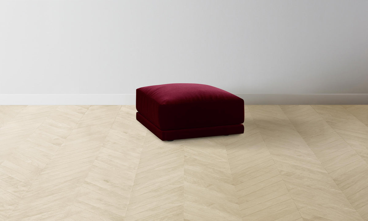 The Jones Ottoman - Mohair Crimson