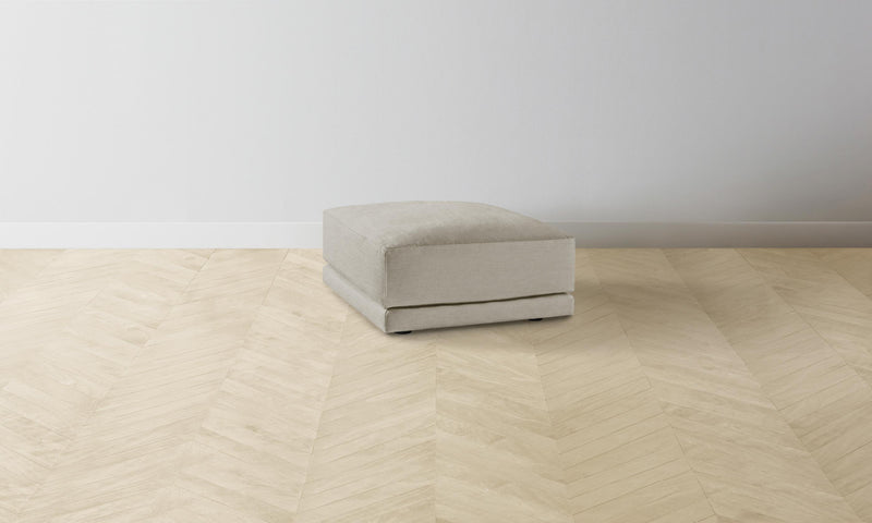 The Jones Ottoman - Performance Linen Weave Beige