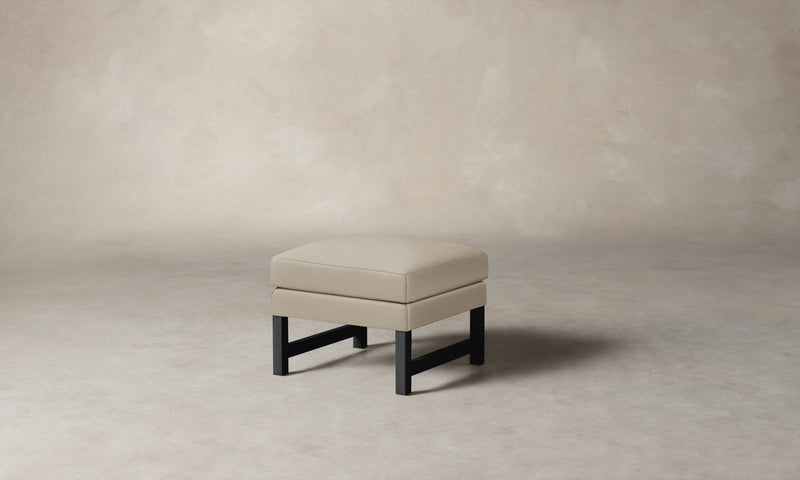 The Kaye Ottoman - Pebbled Leather Stone