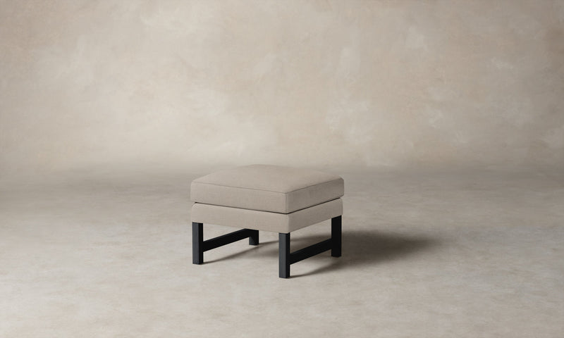 The Kaye Ottoman - Performance Linen Weave Beige