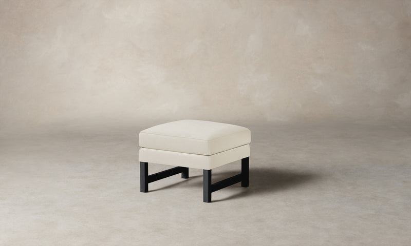 The Kaye Ottoman - Performance Linen Weave Flour