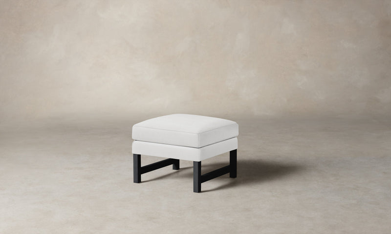 The Kaye Ottoman - Performance Linen Weave Pure White