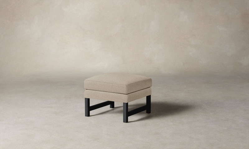 The Kaye Ottoman - Performance Textural Weave Savanna