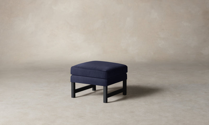 The Kaye Ottoman - Performance Velvet Midnight