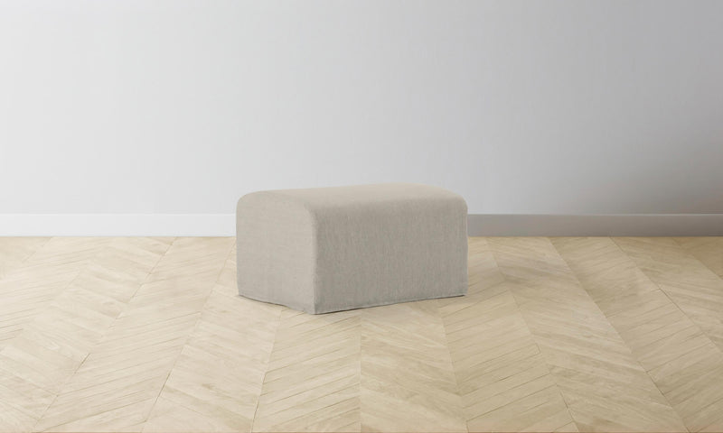 The Leonard Ottoman - Performance Linen Weave Beige