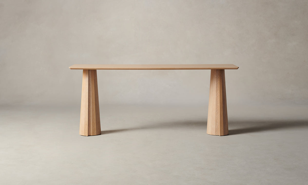 bank console table in light oak wood