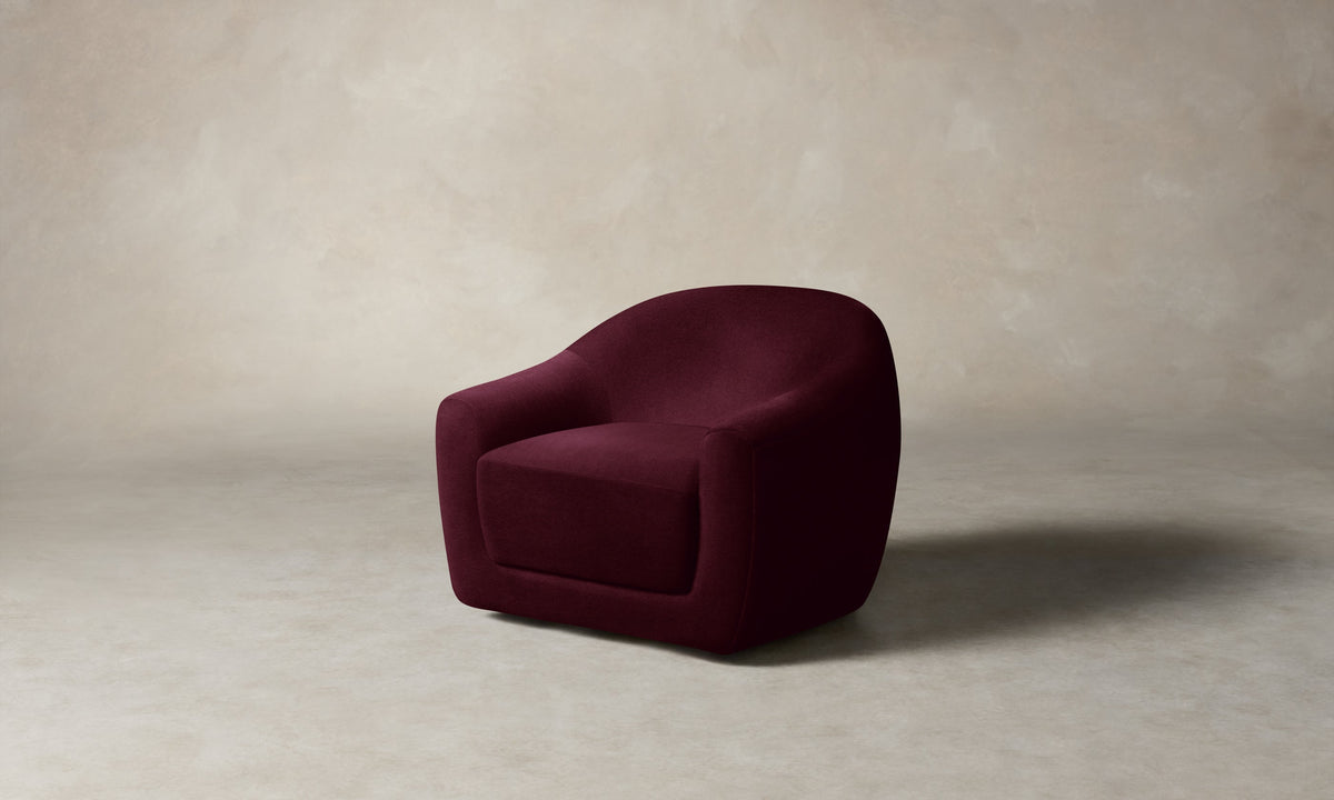 The Oliver Swivel Chair - Mohair Crimson