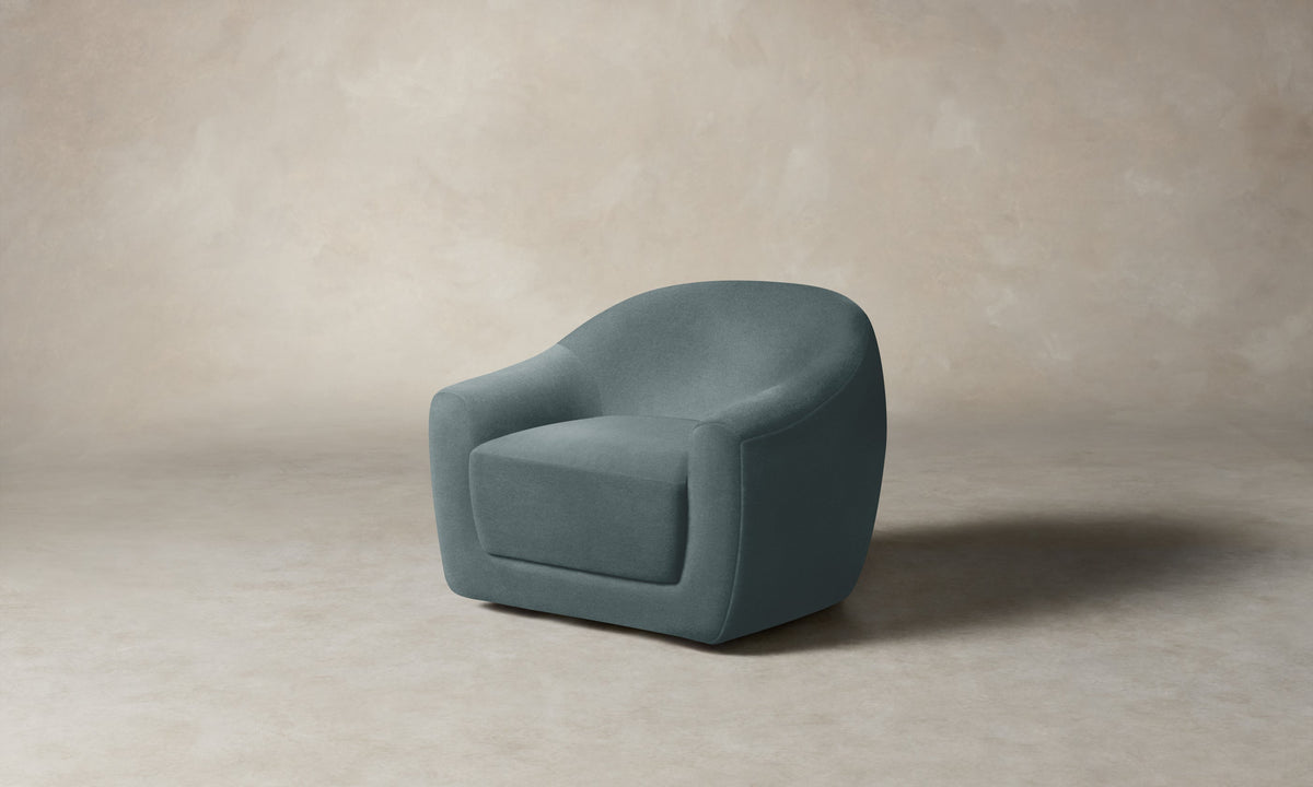 The Oliver Swivel Chair - Mohair Slate Blue