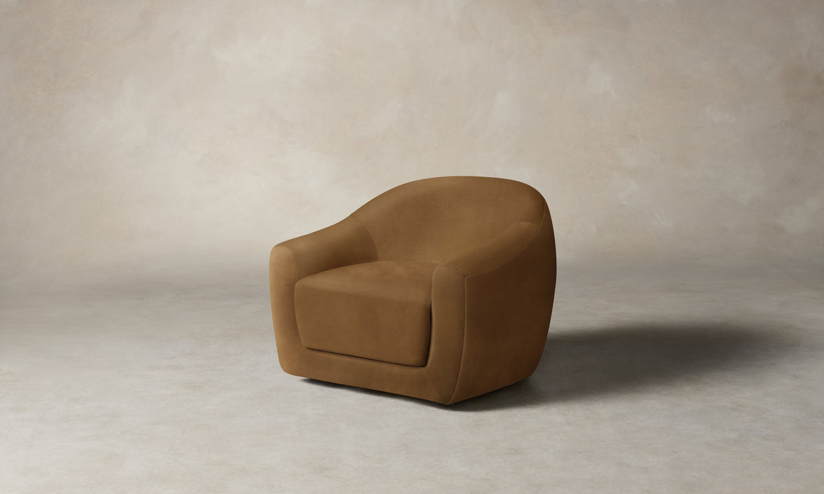 The Oliver Swivel Chair - Nubuck Leather Saddle