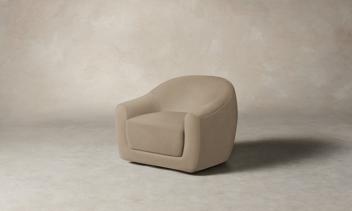 The Oliver Swivel Chair - Performance Velvet Taupe