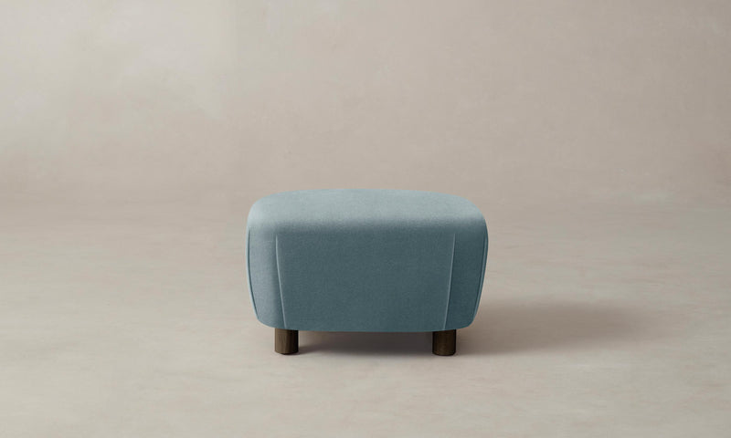 The Perry Ottoman - Mohair Slate Blue