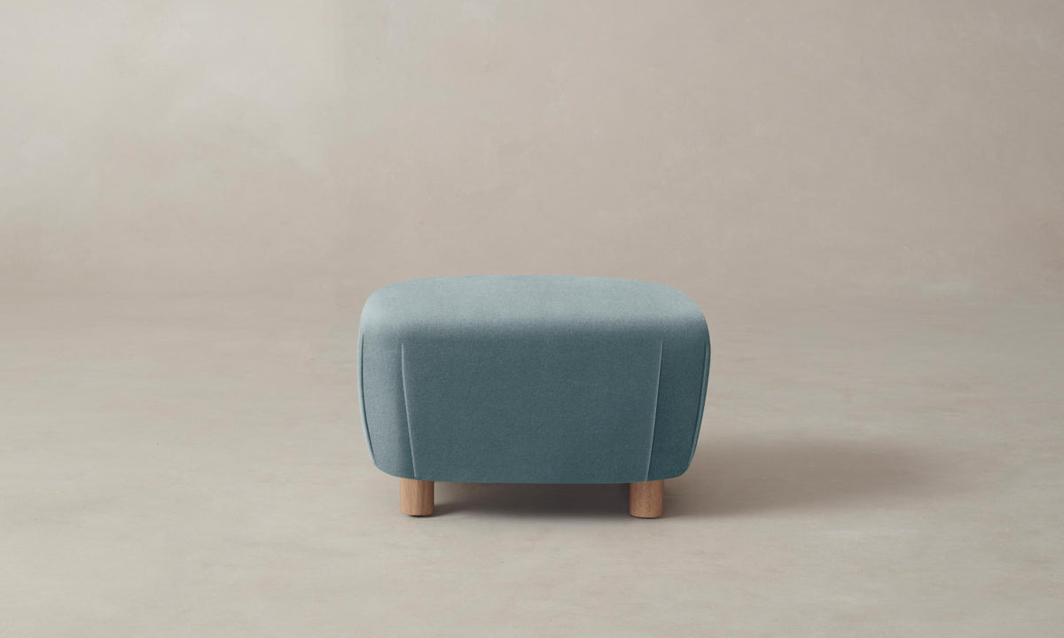 The Perry Ottoman - Mohair Slate Blue