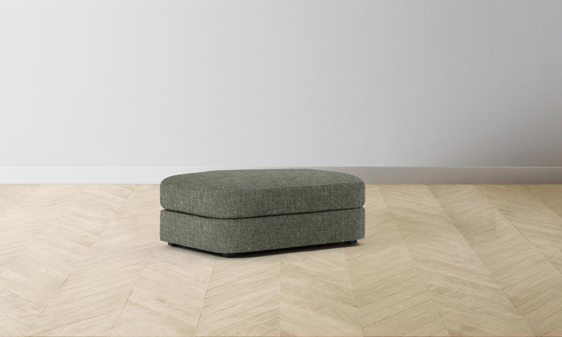The Varick Ottoman - Heritage Belgian Linen Thyme