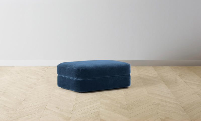 The Varick Ottoman - Performance Velvet Sapphire